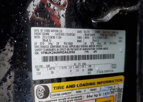 2024 Ford Expedition Max Limited z USA, uszkodzony, nr VIN 1FMJK2A88REA62059